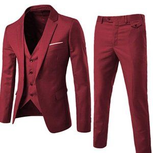 Mens 3-Piece Suit Notched Lapel One Button